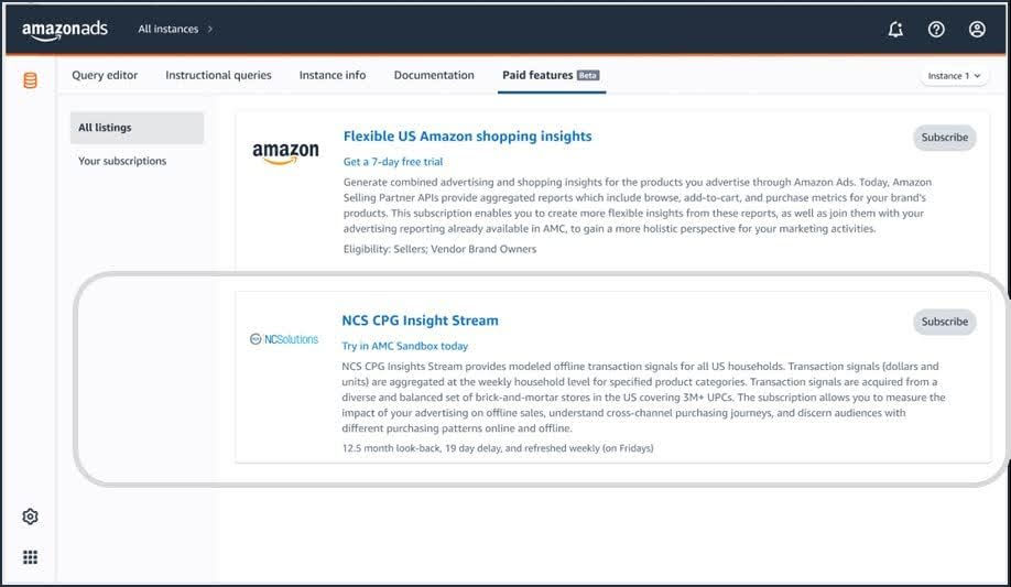 The NCS CPG Insights Stream can be found in the Amazon Ads Paid Features section of their portal.